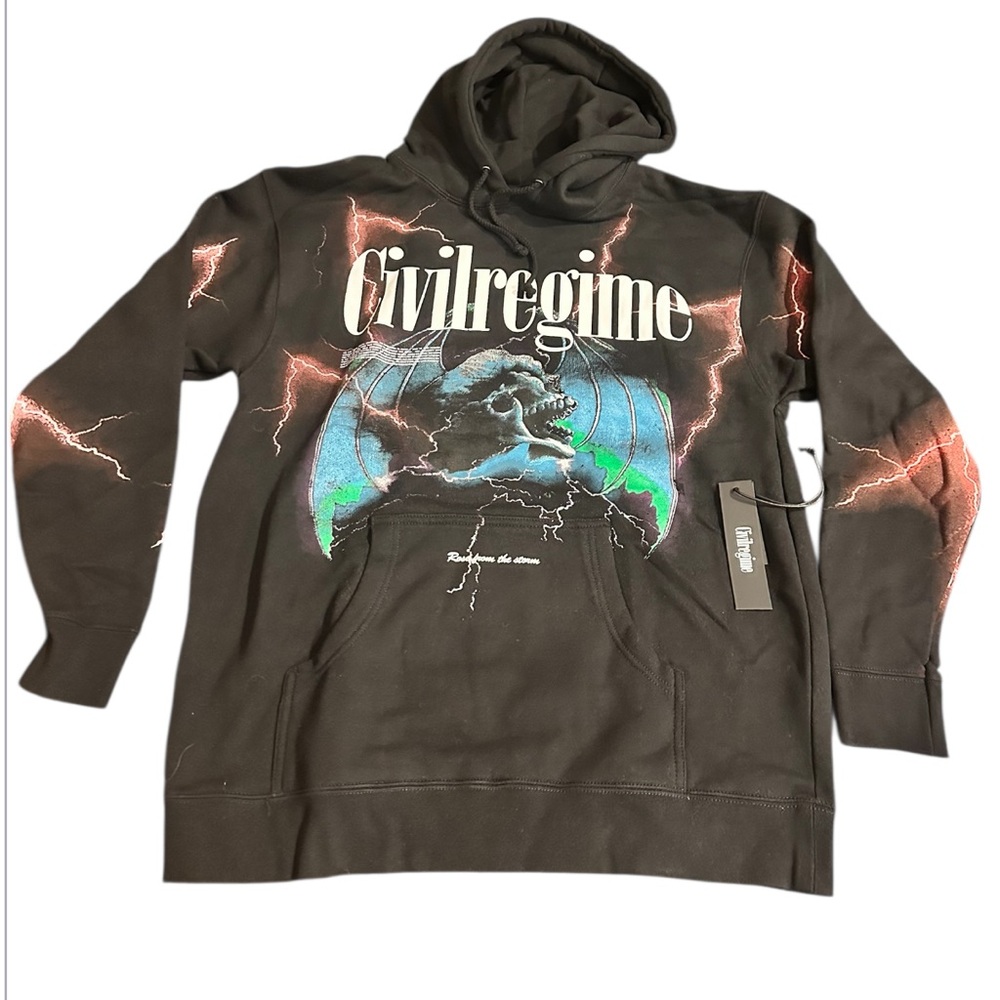 Civil Regime Black Graphic Hoodie Size Medium NWT - Picture 1 of 6